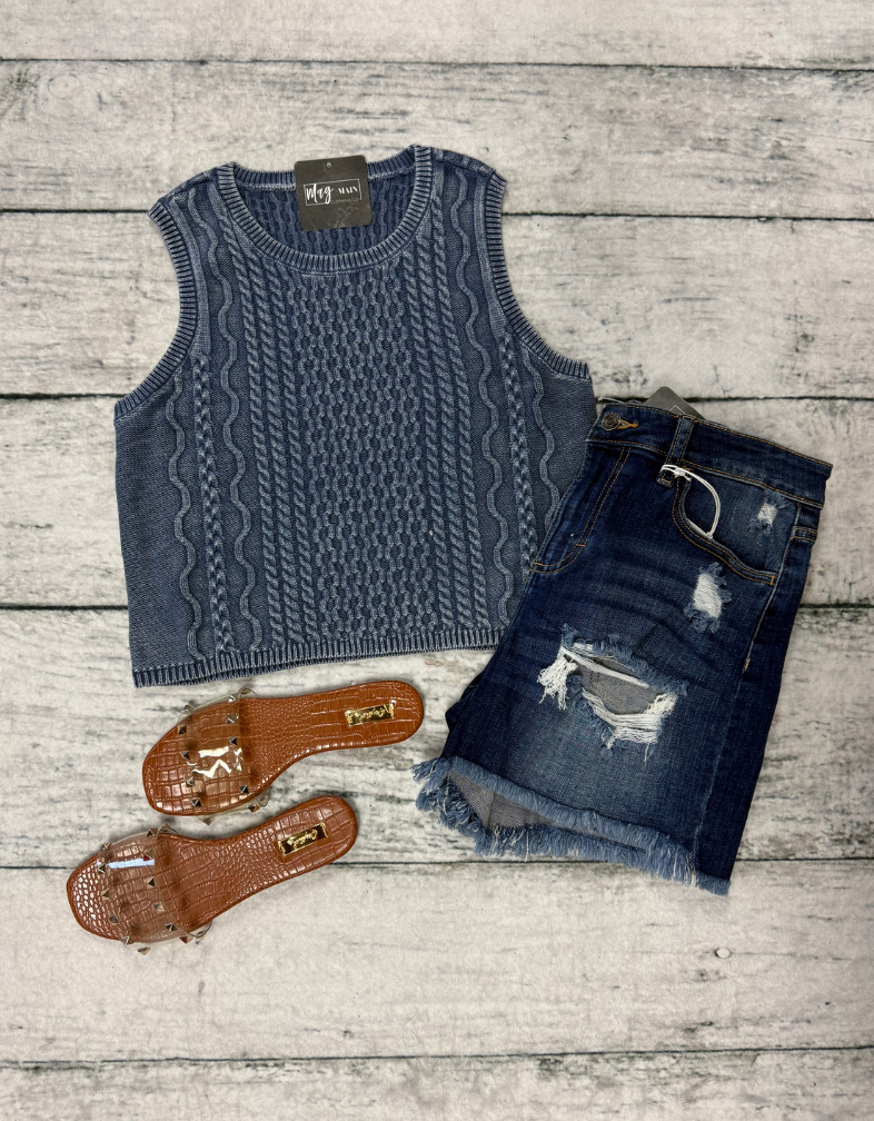 Blue Knit Sweater Tank