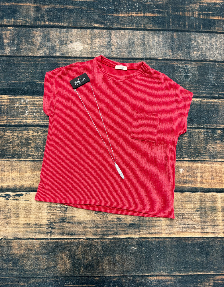 Red Ribbed Top
