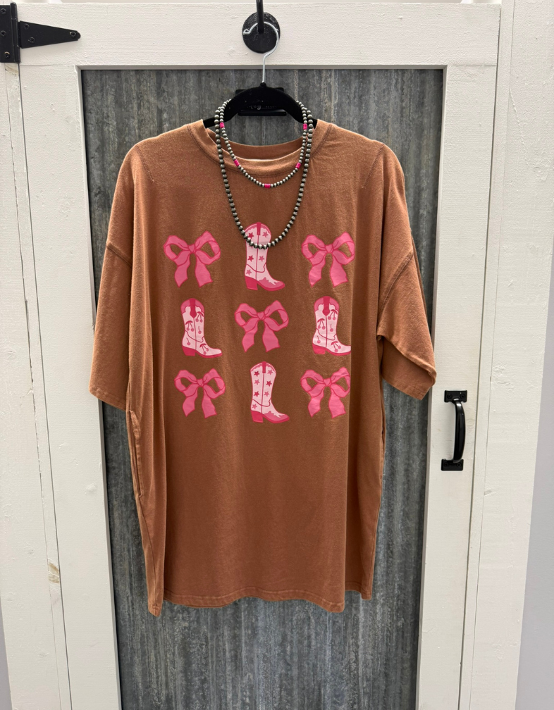 Boots & Ribbons T-Shirt Dress