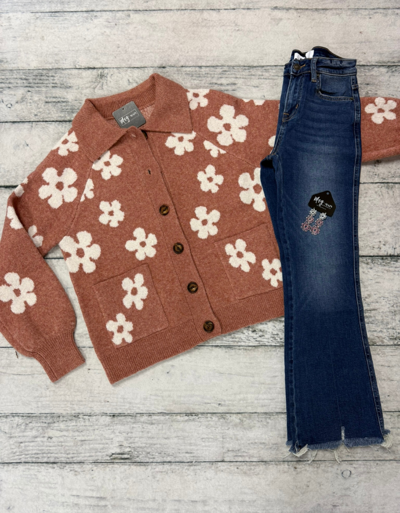 Mauve Flower Cardigan