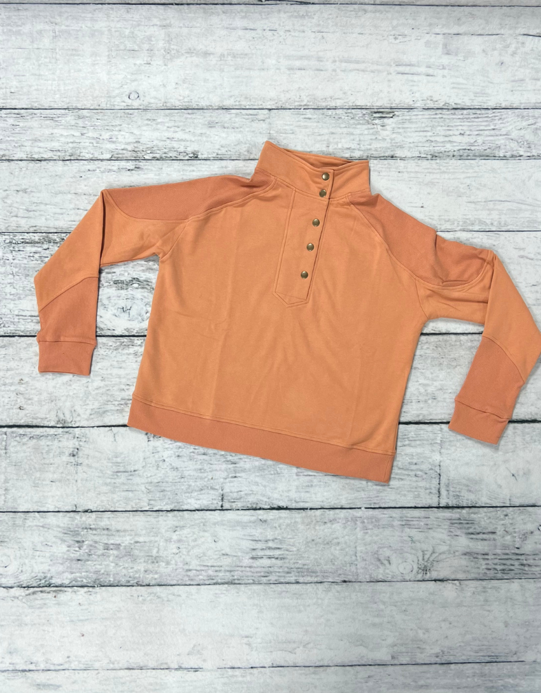 Apricot Button Sweatshirt