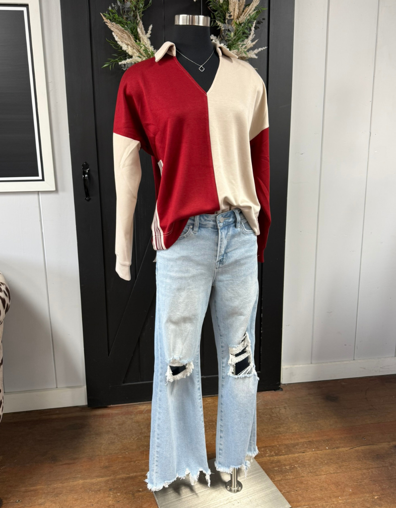 Crimson & Taupe Long Sleeve