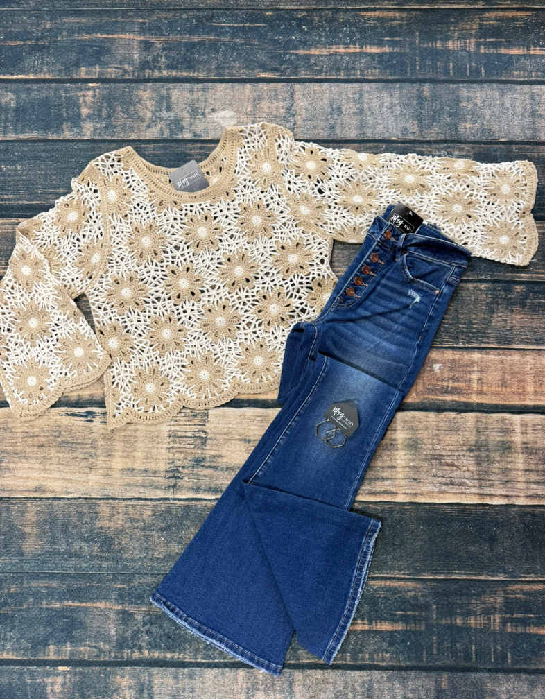Flower Crochet Knit Top