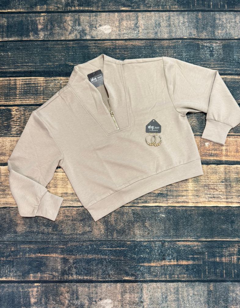 Mocha Scuba Half Zip Pullover