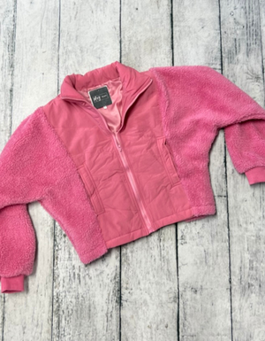 Pink Sherpa Zip Up Jacket