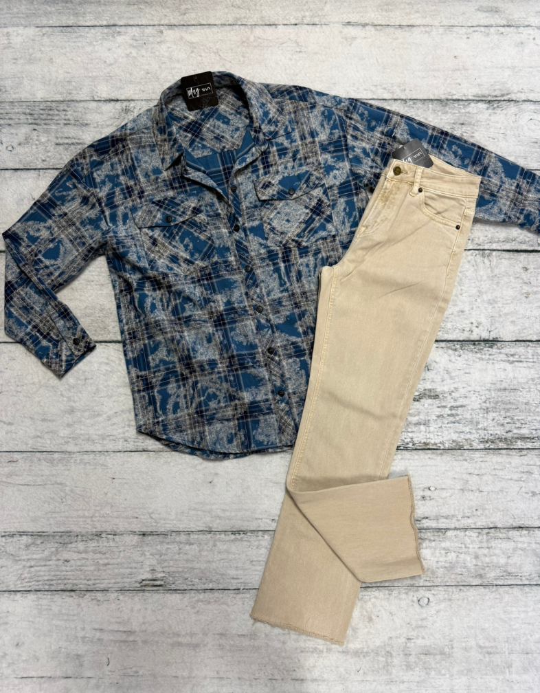 Faded Blue Plaid Button Up