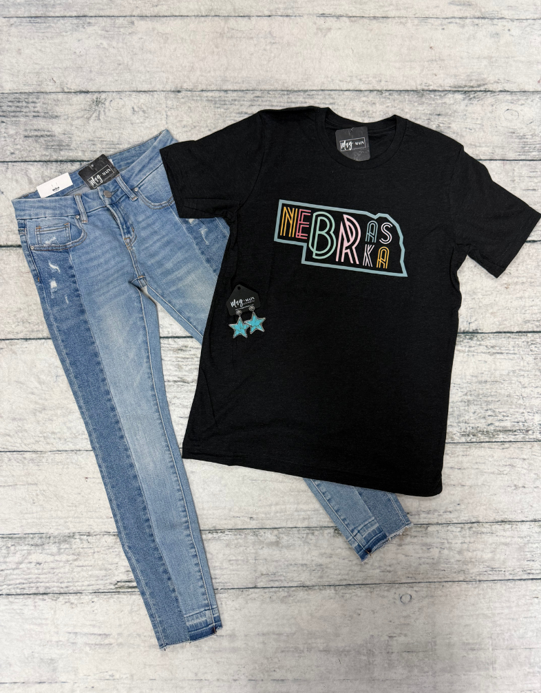 Nebraska Shape Neon Tee