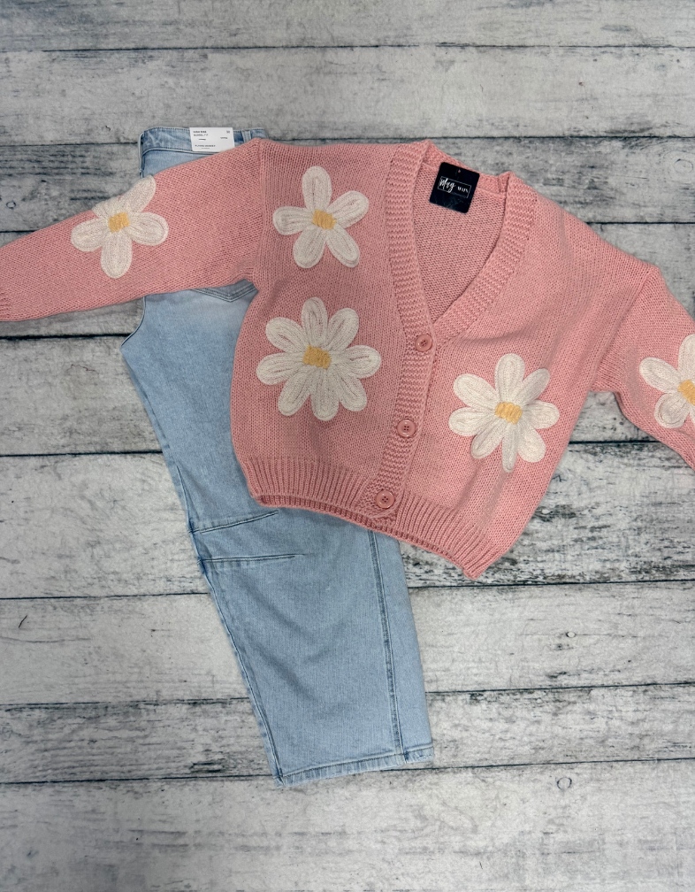 Pink Flower Patch Cardigan