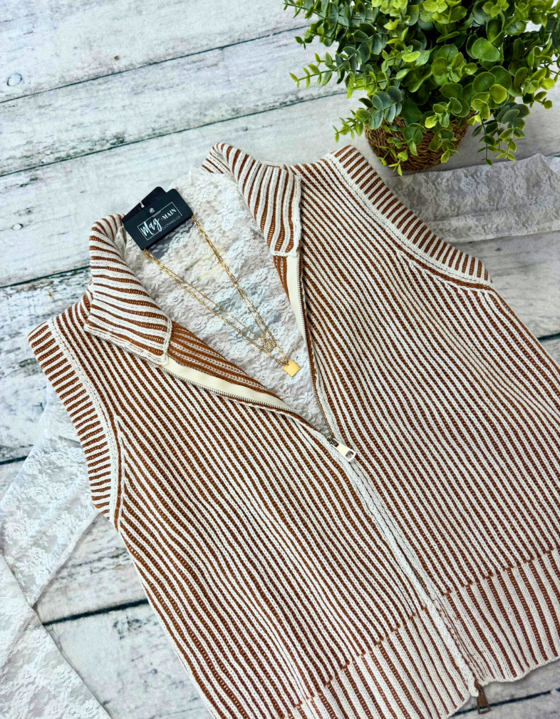 Two Tone Zip Sweater Vest