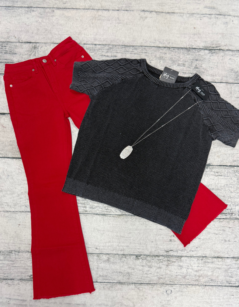 Black Charcoal Knit Top