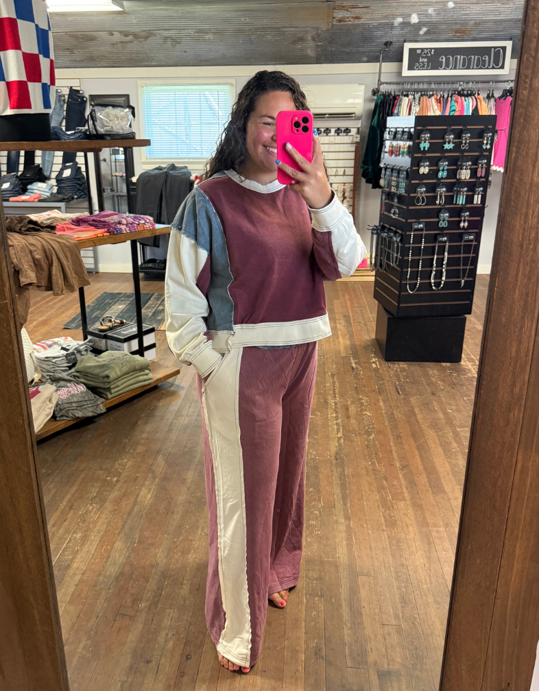 Maroon and Denim Sweatpants