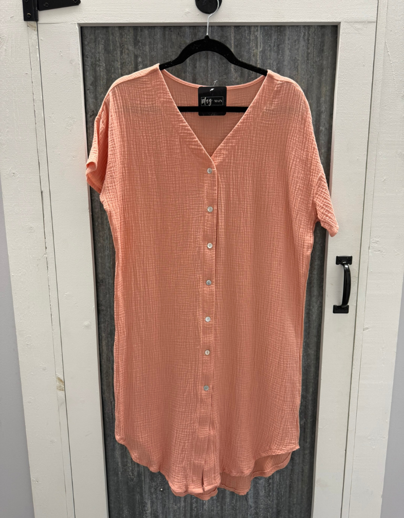 Peach Button Dress