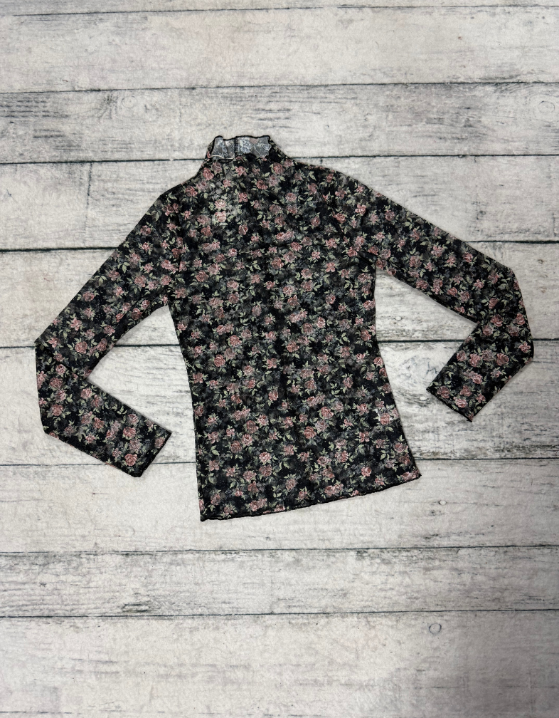 Black Floral Mesh Long Sleeve