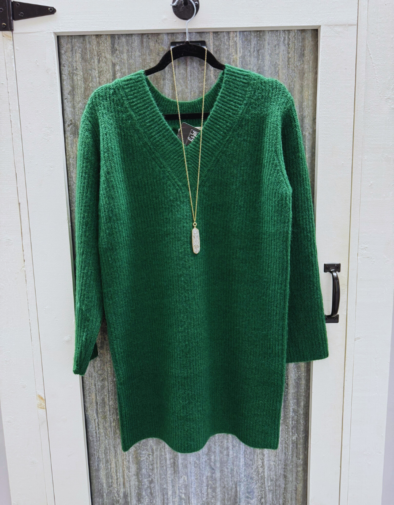 hunter green sweater dress The Shane (Hunter Green) L The thick ribbed texture Vila round neck jersey midi