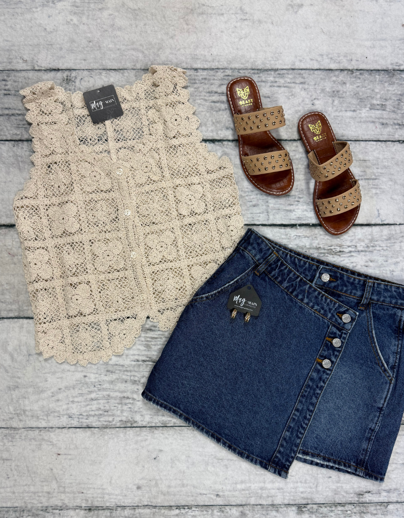 Floral Pattern Crochet Tank