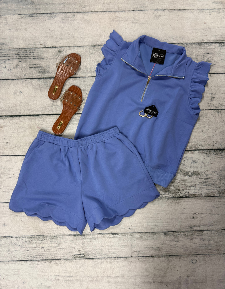 Periwinkle Ruffle 1/4 Zip