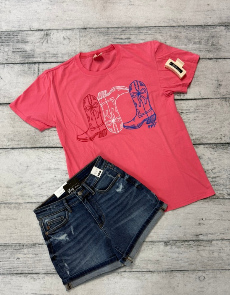 Red, White, Blue Boots Tee