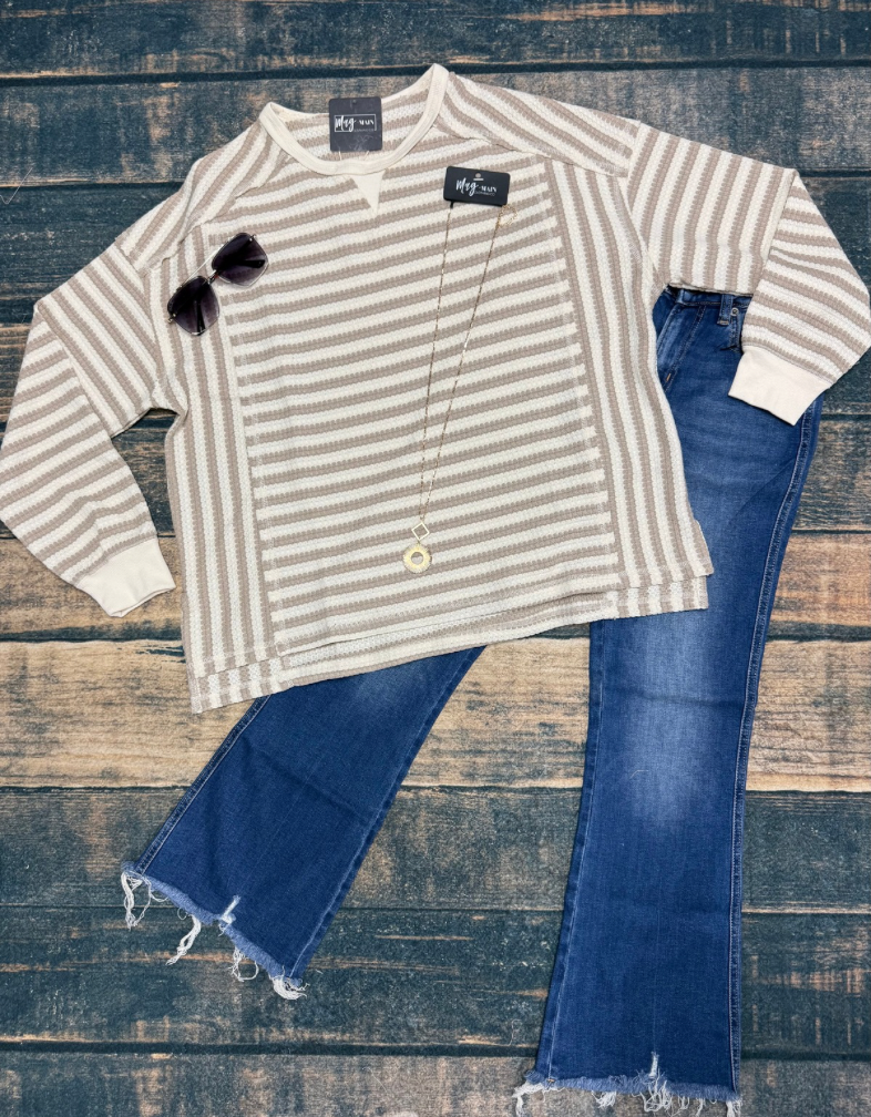 Taupe & Cream Stripe Long Sleeve