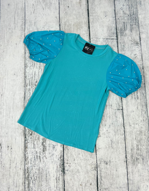 Pearl Beaded Puff Top