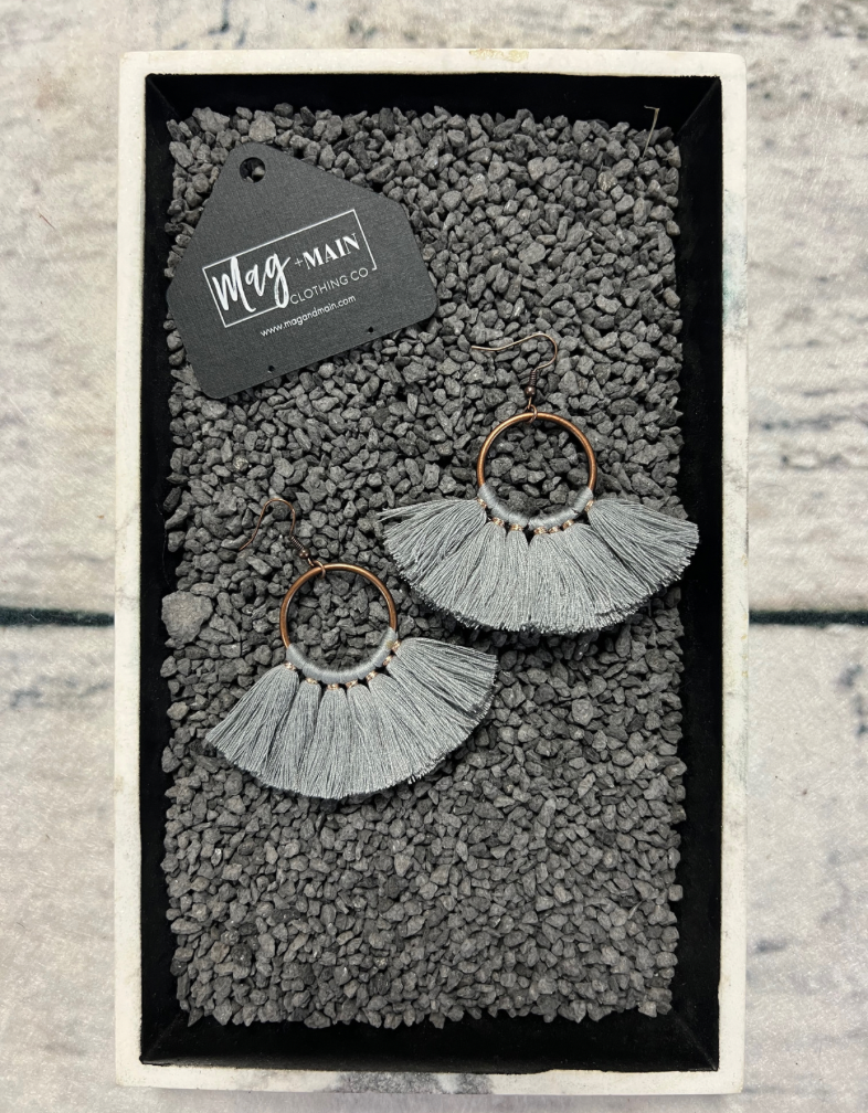 Gray Tassel Earrings