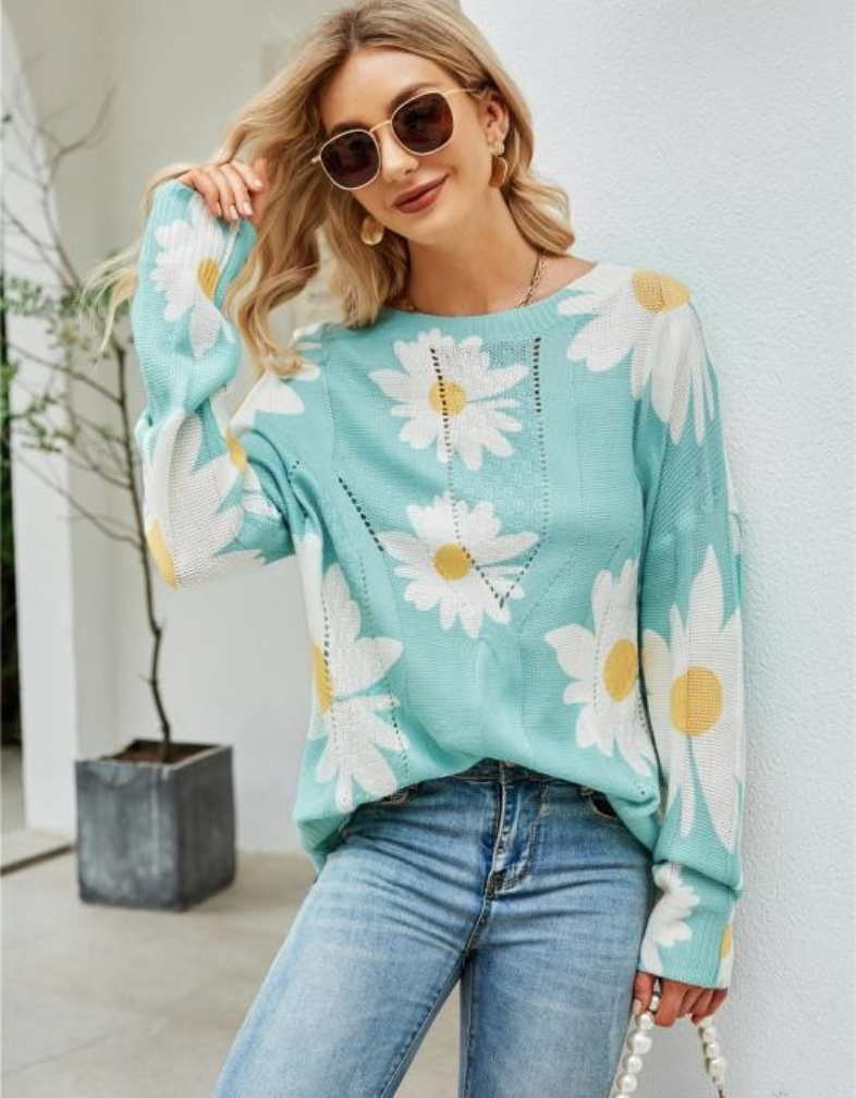 Blush Balloon Sleeve Flower Sweater – Urban Threads Clothing Boutique